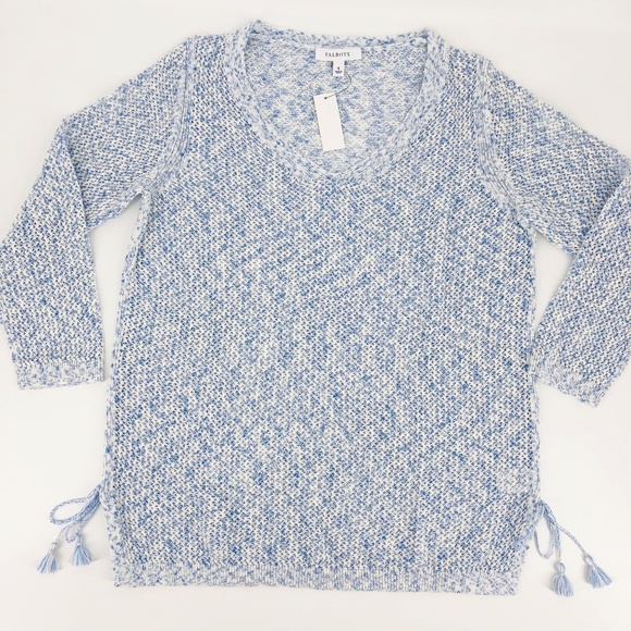 NWT Talbots Blue Mesh Side Tie Sweater Small - Picture 2 of 8